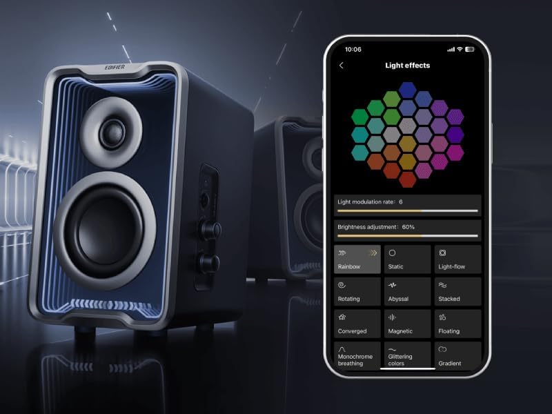 EDIFIER QR30 - Haut-Parleurs Actifs avec Bluetooth V5.4, Effets Lumineux dynamiques. 30 Watts RMS