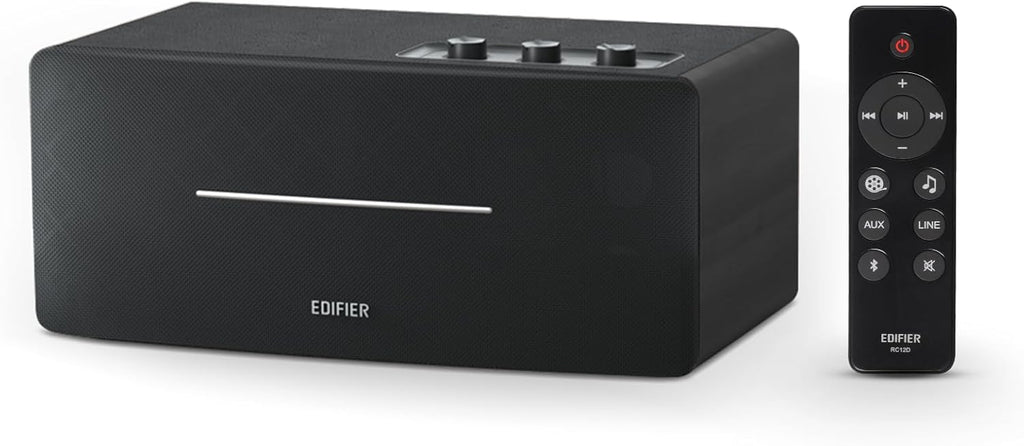 EDIFIER D12 - Haut-Parleur Bluetooth, Son Stéréo 70W avec DSP, Entrées RCA/AUX/Bluetooth, Télécommande sans Fil, Enceinte Multimédia pour PC/Smartphone/TV