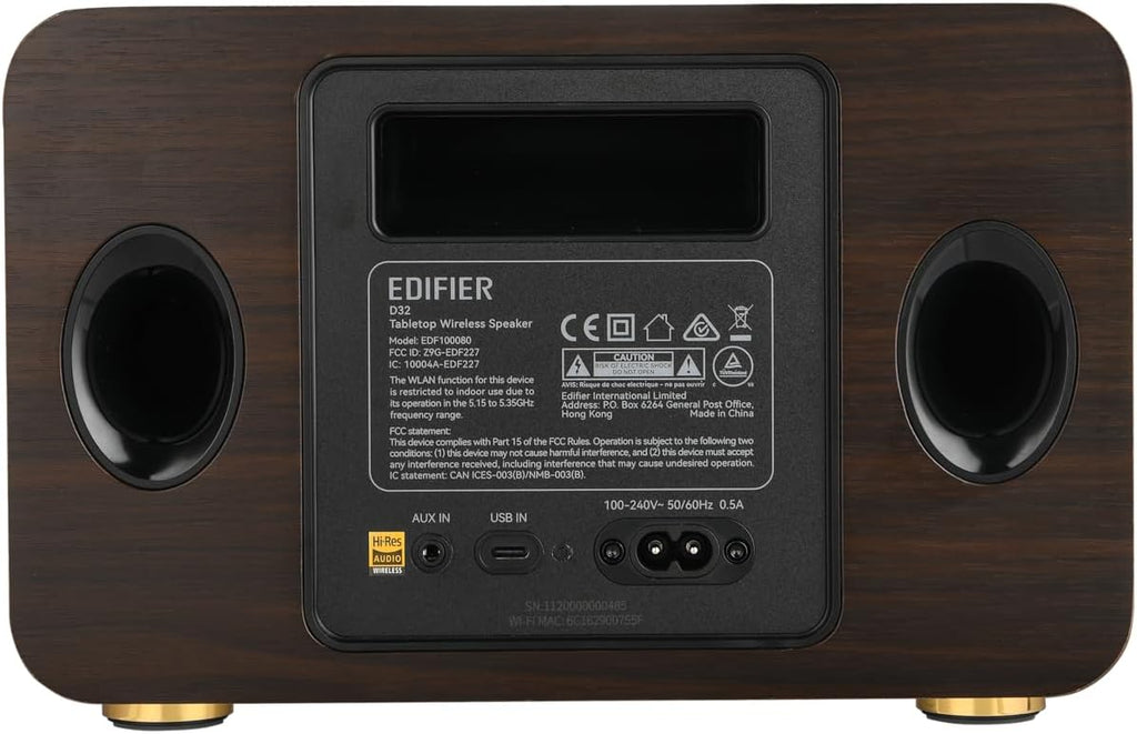 Edifier D32 - Enceinte Bluetooth Transportable sans Fil Fonctionne avec Airplay 2 certifié Audio Haute-Résolution, 60 W RMS