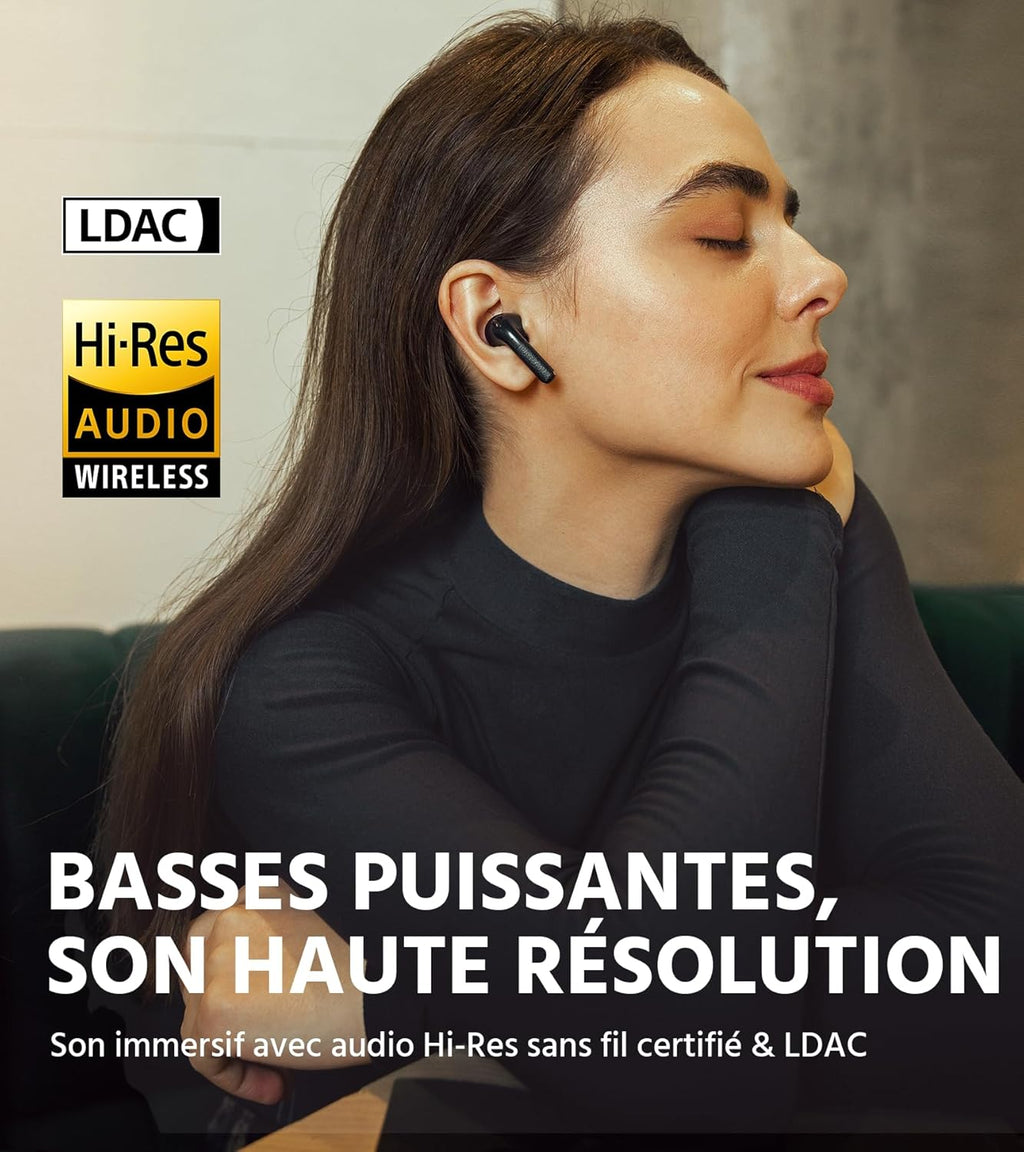 EDIFIER W260NC - Écouteur Suppression Bruit Active 45 DB, Son Haute Résolution sans Fil LDAC, 6 Mics IA pour Appels Ultra-Clairs, Bluetooth 5.3