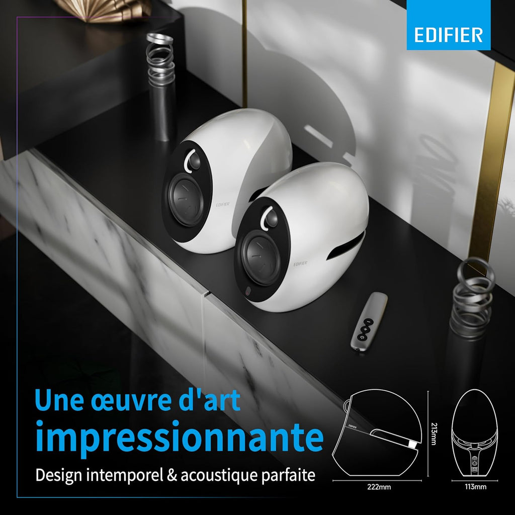 EDIFIER E25HD - Ensemble De Haut-Parleurs Design Avec Bluetooth 5.3 (74 Watts), Audio Hi-Res Sans Fil, LDAC Et Modes Sonores Via L'Application Edifier ConneX