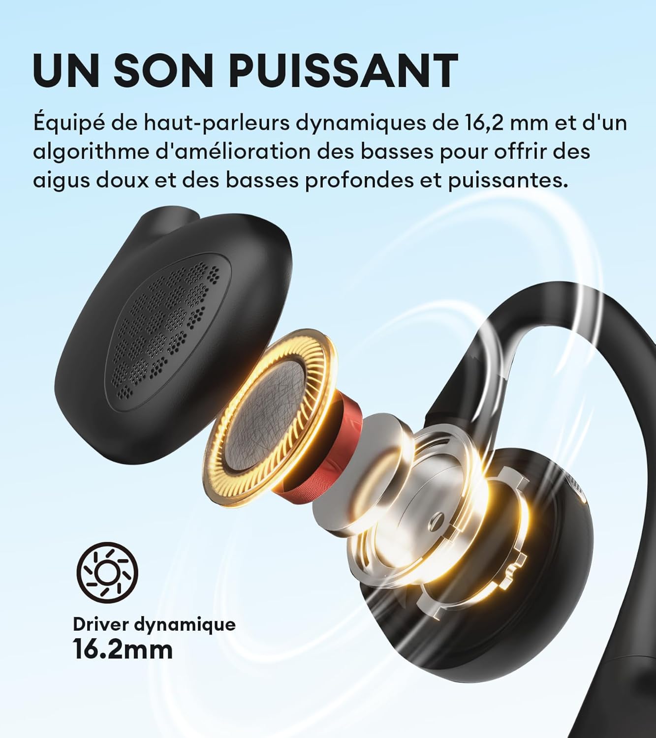 EDIFIER ComfoRun - Écouteurs de Sport sans Fil à Conduction Aérienne, Bluetooth 5.3, Micro Intégré, Autonomie de 17h, Charge Rapide, Podomètre Intégré, IP55 Résistance à la Sueur pour Entraînement