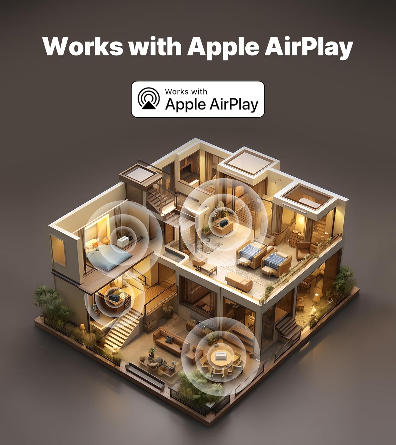 EDIFIER ES300 - Haut-parleur Wi-Fi et Bluetooth - 60 W Hi-Res Audio, AirPlay 2, LDAC, batterie 12 h, Multiroom, USB et AUX, éclairage ambiant, boîtier en bois, App