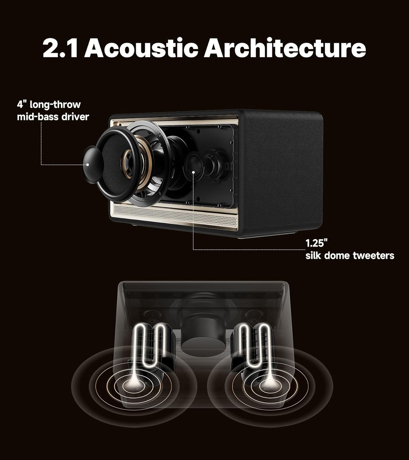 EDIFIER ES300 - Haut-parleur Wi-Fi et Bluetooth - 60 W Hi-Res Audio, AirPlay 2, LDAC, batterie 12 h, Multiroom, USB et AUX, éclairage ambiant, boîtier en bois, App