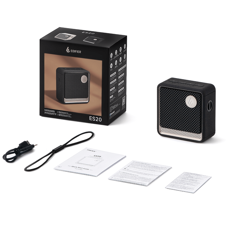 Edifier ES20 - Enceinte Bluetooth portable, étanche IP67, 12 heures d'autonomie, connectivité sans fil pour la maison, le bureau et l'extérieur