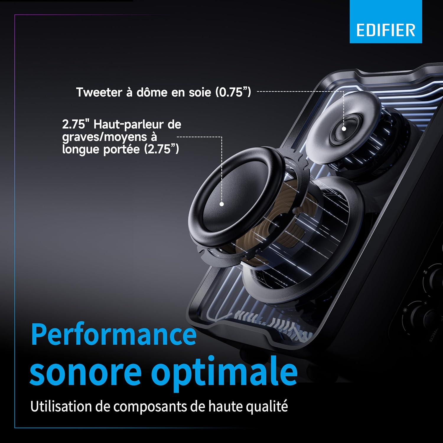 EDIFIER QR30 - Haut-Parleurs Actifs avec Bluetooth V5.4, Effets Lumineux dynamiques. 30 Watts RMS