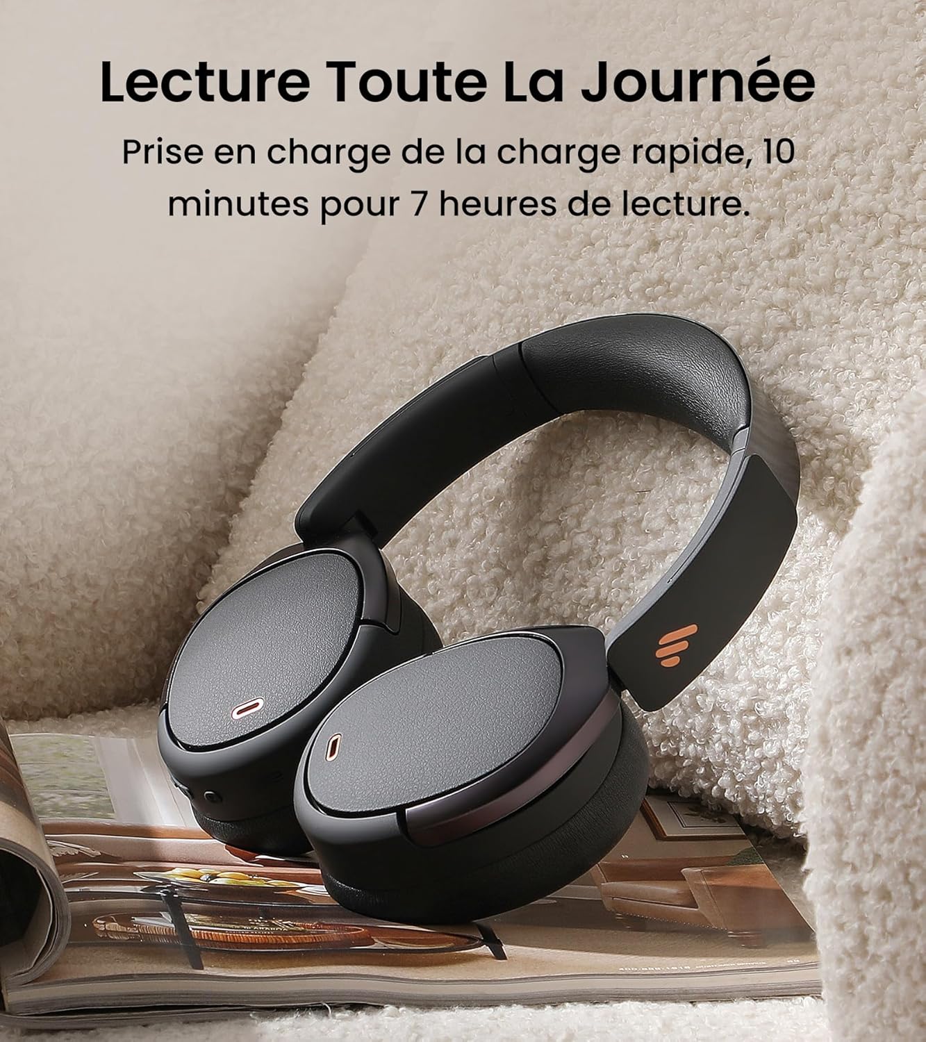 Edifier WH950NB Casque Hybride Active Noise Cancelling Codec -LDAC avec Audio Hi-Res et Custom EQ Via Application après 55H Playtime avec Casque Bluetooth V5.3 Pliable sans Fil