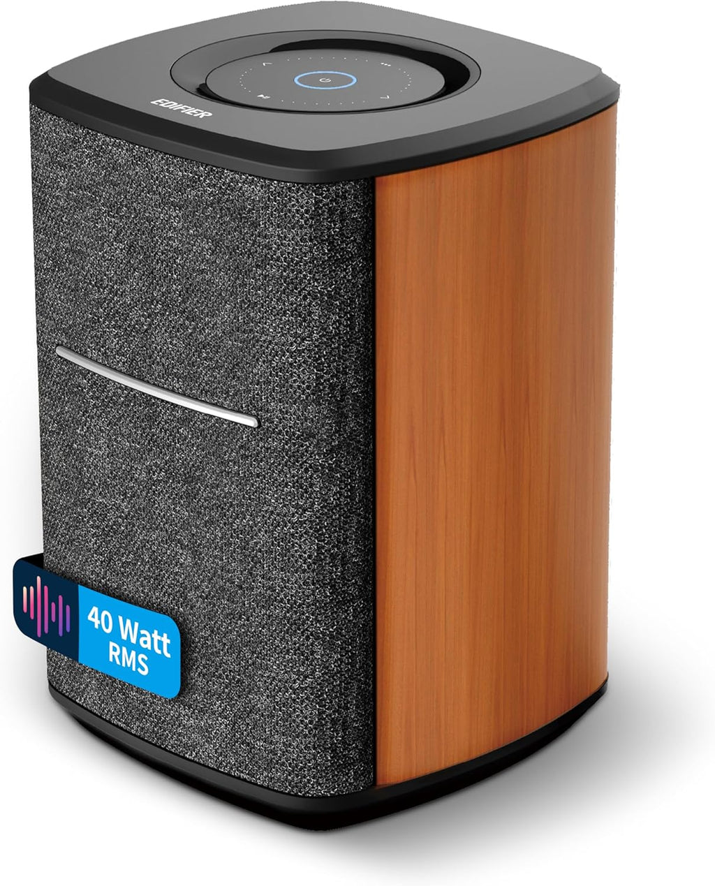 Edifier MS50A - Haut-Parleur WiFi Smart avec Bluetooth et Fonction stéréo sans Fil Fonctionne avec Amazon Alexa, Apple AirPlay 2, Spotify, etc. Marron