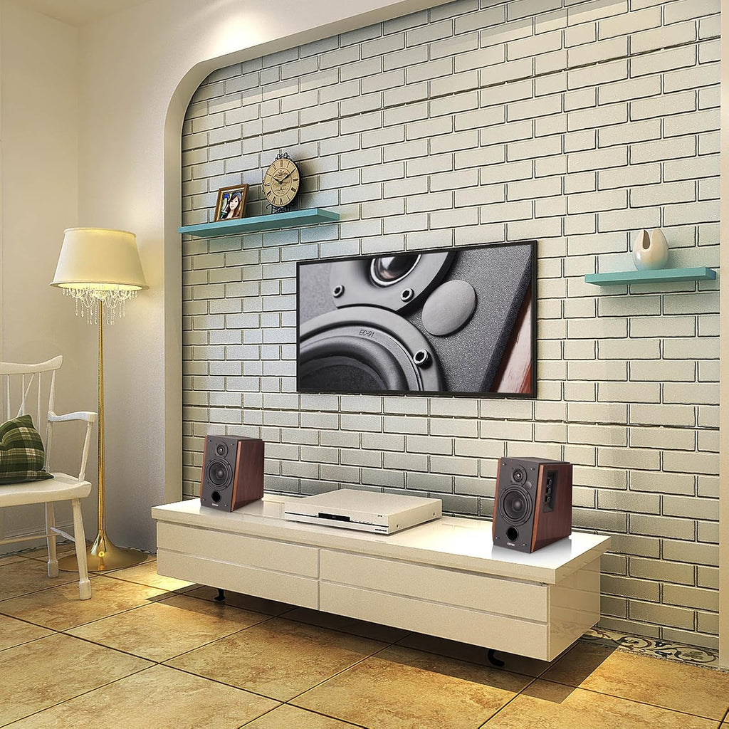 EDIFIER R1700BT - Enceintes Bibliothèque Bluetooth Actives - Moniteurs de studio actif à champ proche - Haut parleurs alimentés 2.0 avec coffrage en bois - 66 watts RMS