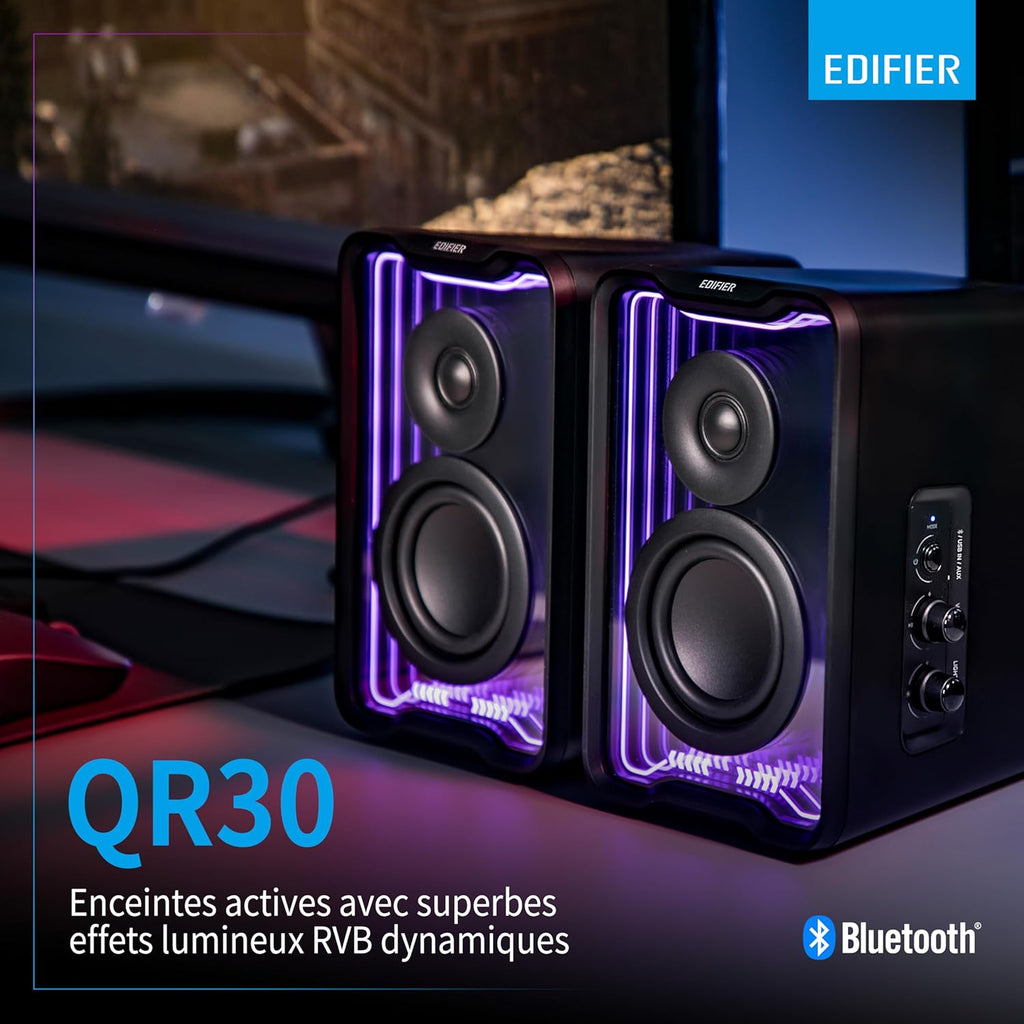 EDIFIER QR30 - Haut-Parleurs Actifs avec Bluetooth V5.4, Effets Lumineux dynamiques. 30 Watts RMS
