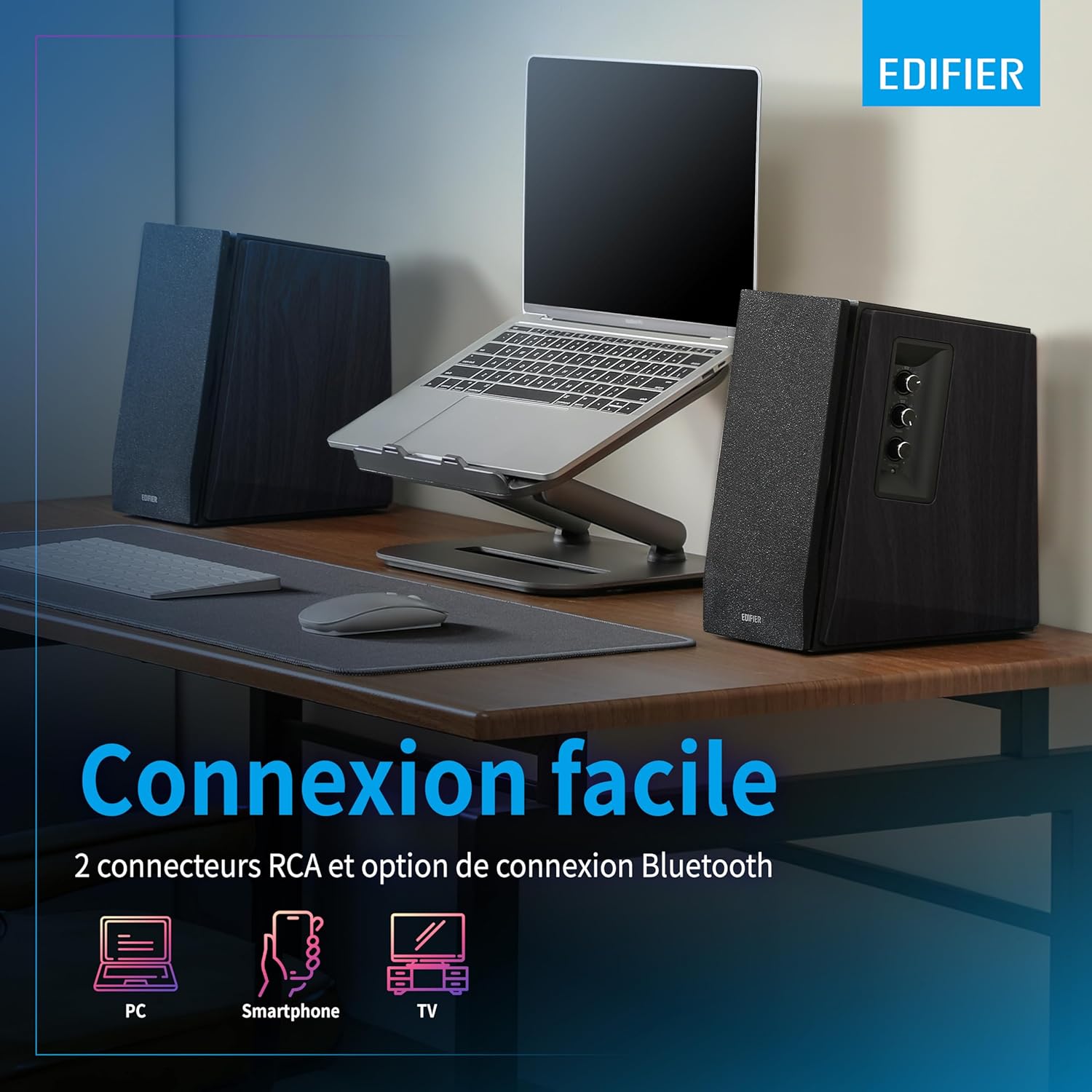 EDIFIER R1700BT - Enceintes Bibliothèque Bluetooth Actives - Moniteurs de studio actif à champ proche - Haut parleurs alimentés 2.0 avec coffrage en bois - 66 watts RMS