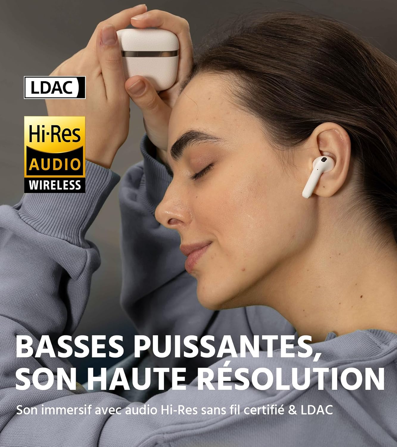 EDIFIER W260NC - Écouteur Suppression Bruit Active 45 DB, Son Haute Résolution sans Fil LDAC, 6 Mics IA pour Appels Ultra-Clairs, Bluetooth 5.3