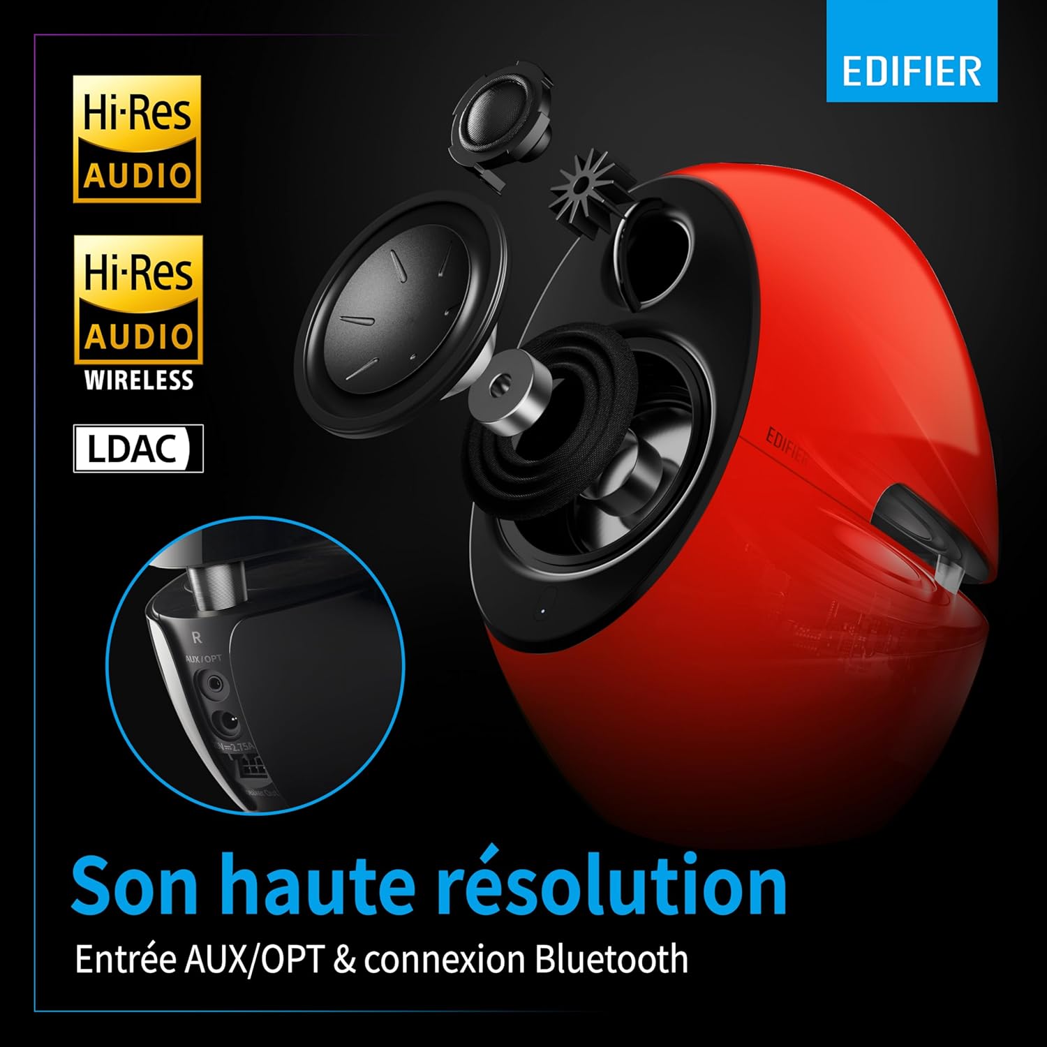 EDIFIER E25HD - Ensemble De Haut-Parleurs Design Avec Bluetooth 5.3 (74 Watts), Audio Hi-Res Sans Fil, LDAC Et Modes Sonores Via L'Application Edifier ConneX