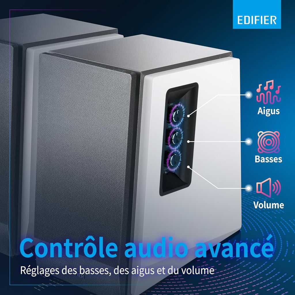 EDIFIER R1700BT - Enceintes Bibliothèque Bluetooth Actives - Moniteurs de studio actif à champ proche - Haut parleurs alimentés 2.0 avec coffrage en bois - 66 watts RMS