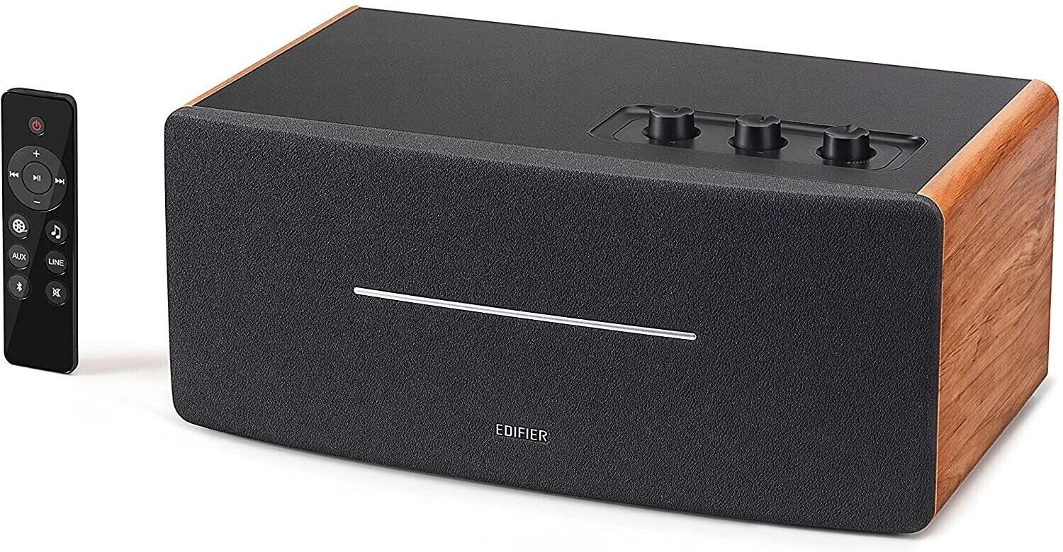 EDIFIER D12 - Haut-Parleur Bluetooth, Son Stéréo 70W avec DSP, Entrées RCA/AUX/Bluetooth, Télécommande sans Fil, Enceinte Multimédia pour PC/Smartphone/TV